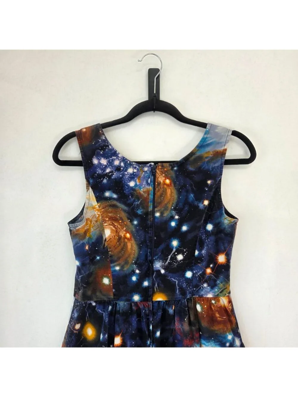 Modcloth Galaxy Print Fit and Flare Dress Blue Constellations Pinup Women's M - Picture 5 of 10